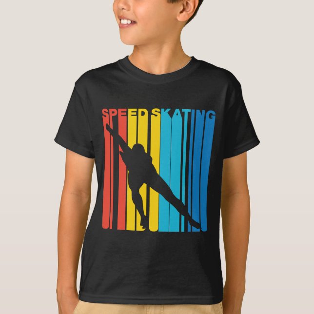 T-shirt Patineur de patinage de vitesse de rétro vitesse (Devant)