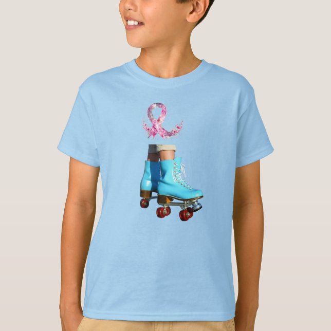T-shirt Patins à rouleaux lunaires avec ruban rose floral (Devant)