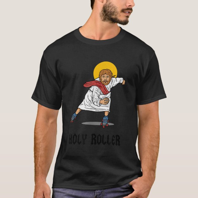T-shirt Patins à roulettes Holy Roller Jesus Patins (Devant)