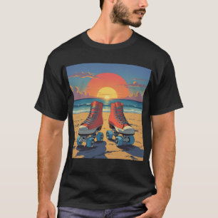 T-shirt Patins de coucher de soleil - Roller Disco Beach T