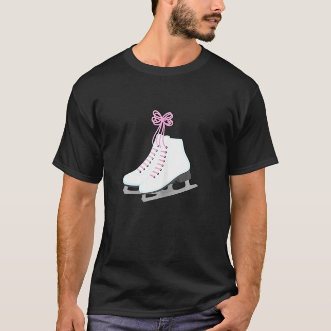T-shirt Patins De Glace Avec Dentelle De Couleur Rose Pour (Devant)