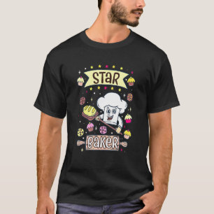 T-shirt Pâtissière étoile cuisiner du pain et des gâteaux