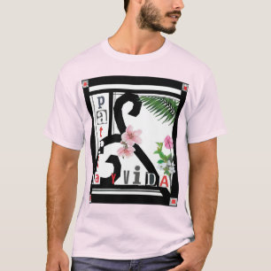 T-shirt Patria y Vida Black Frame Fleurs roses