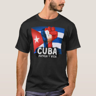 T-shirt Patria Y Vida Cuba Drapeau Cuba Poing cubain Libre