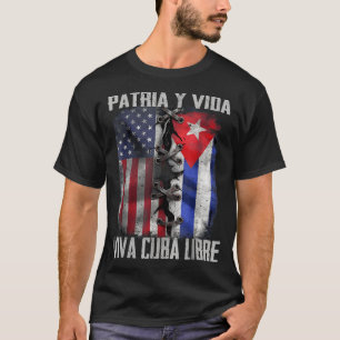 T-shirt Patria Y Vida Vive Cuba Libre Patriotique Rétro US