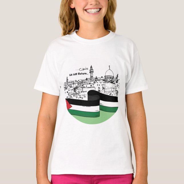 T-shirt Patrimoine palestinien et espoir : nous reviendron (Devant)