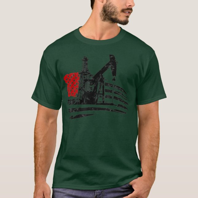 T-shirt Patriot américain Drapeau Huile de forage (Devant)