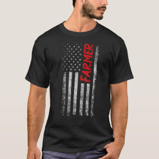 T-shirt Patriot American Usa Flag Farmer Rancher Farming