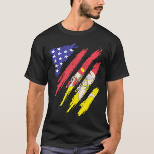 T-shirt Patriote Américain Sicilien Cœur Cultivé Drapeau R