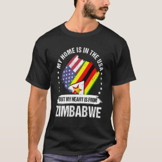 T-shirt Patriote Américain Zimbabwéen Fier De Mon Cœur i