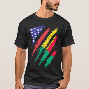 T-shirt Patriote Beninais Américain Cultivé Coeur Drapeaux