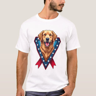T-shirt Patriote Tee Ruban de la Victoire Golden Retriever