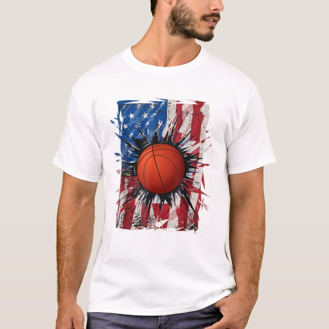 T-shirt Patriotic Basketball 4th Of July (Devant)