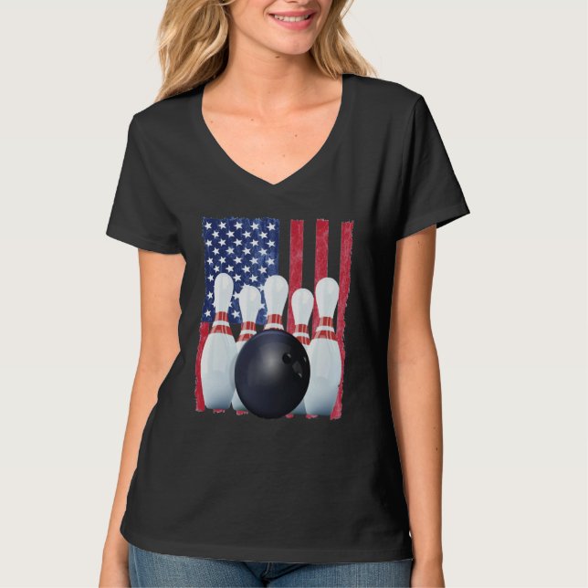 T-shirt Patriotic Bowling Uniform Bowling Coach (Devant)