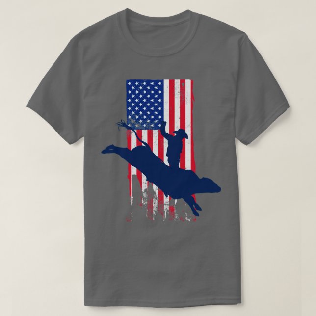 T-shirt Patriotic Bucking Rider Cowboy avec American Ameri (Design devant)