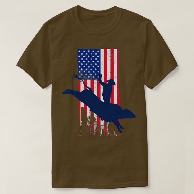T-shirt Patriotic Bucking Rider Cowboy avec American Ameri (Design devant)