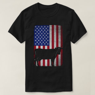 T-shirt Patriotic Cow Farmer Farm USA American Flag