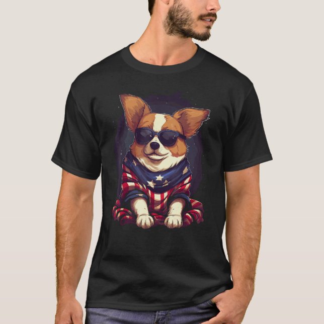 T-shirt Patriotic Dog 4th Of July (Devant)