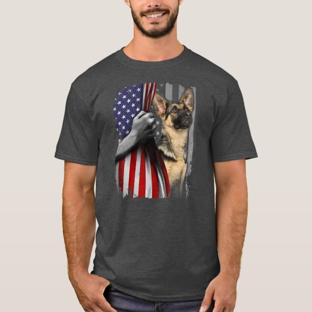 T-shirt Patriotic German Shepherd American Flag Dog Lover (Devant)