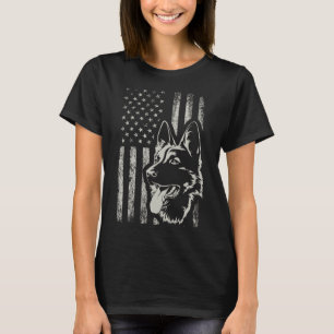 T-shirt Patriotic German Shepherd Drapeau Américain 4 Juil