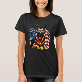T-shirt Patriotic German Shepherd Tennis Ball Sunglasses U