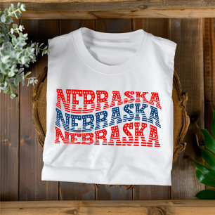 T-shirt Patriotic Nebraska Rouge et Bleu Boho