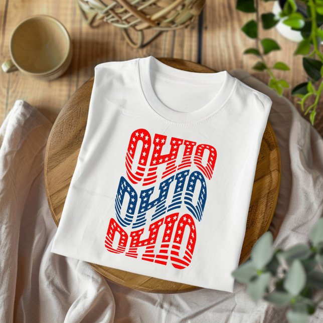 T-shirt Patriotic Ohio rouge et bleu Boho (Créateur téléchargé)