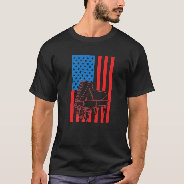 T-shirt Patriotic Pianist US Flag Piano Premium (Devant)