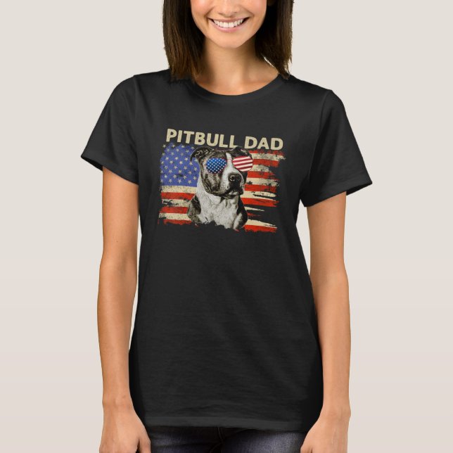 T-shirt Patriotic Pitbull Dad  4th of July American Flag U (Devant)