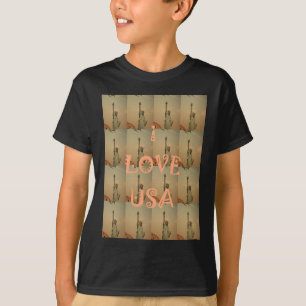T-shirt Patriotic Pop Art : "I Love USA" Graphisme Art Des