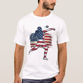 T-shirt Patriotic Shot Put Athlete Vintage Engraving Desig