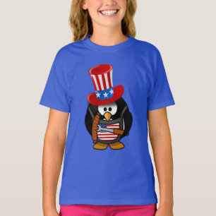 T-shirt Patriotique 4 juillet BBQ Penguin