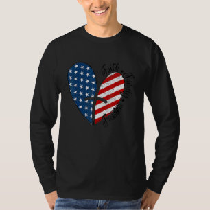T-shirt Patriotique 4 juillet Drapeau Américain Foi Coeur 