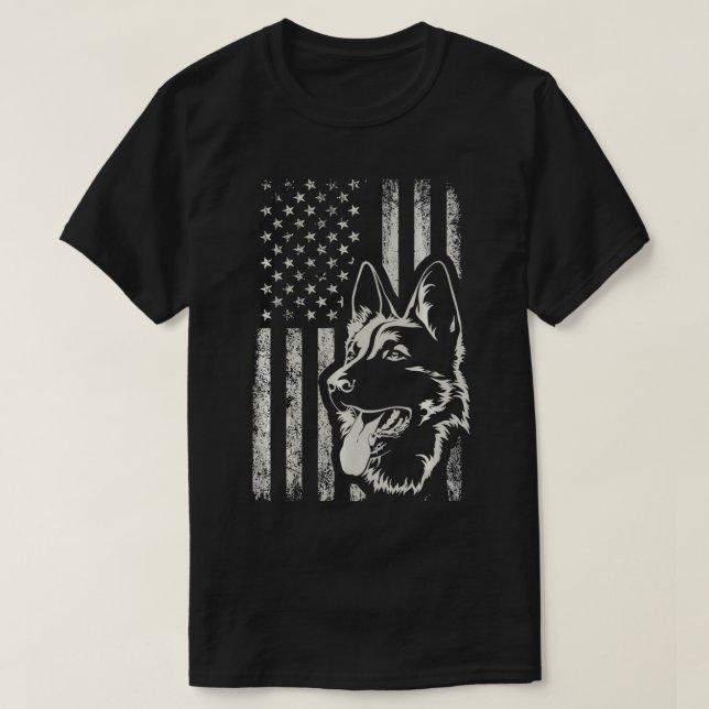 T-shirt Patriotique Allemand Berger AMÉRICAIN DRAPEAU 4 Ju (Design devant)