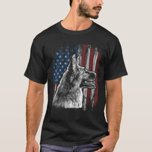 T-shirt Patriotique allemand berger américain Drapeau cade