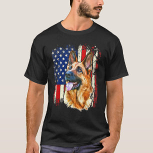 T-shirt Patriotique Allemand Berger Chien Drapeau Américai