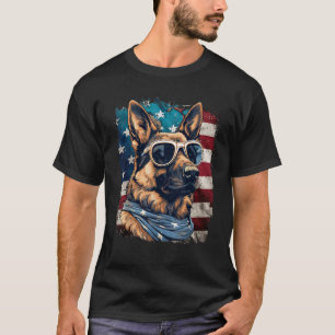 T-shirt Patriotique Allemand Berger Drapeau Américain 4 Ju