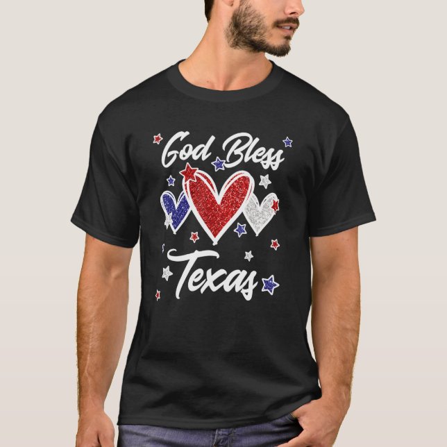 T-shirt Patriotique Américain Coeurs Drapeau Pour Filles D (Devant)
