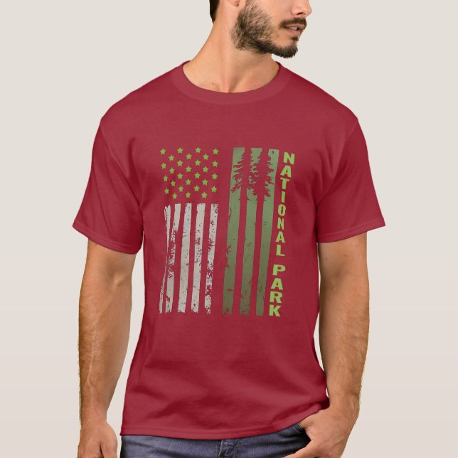 T-shirt Patriotique américain soutenant les parcs nationau (Devant)
