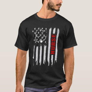 T-shirt Patriotique American USA Flag Nurse Week Infirmièr