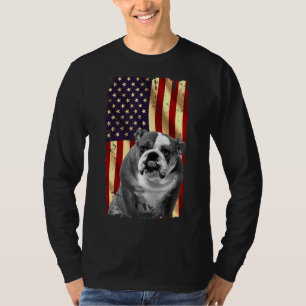 T-shirt Patriotique anglais Bulldog drapeau américain Juil