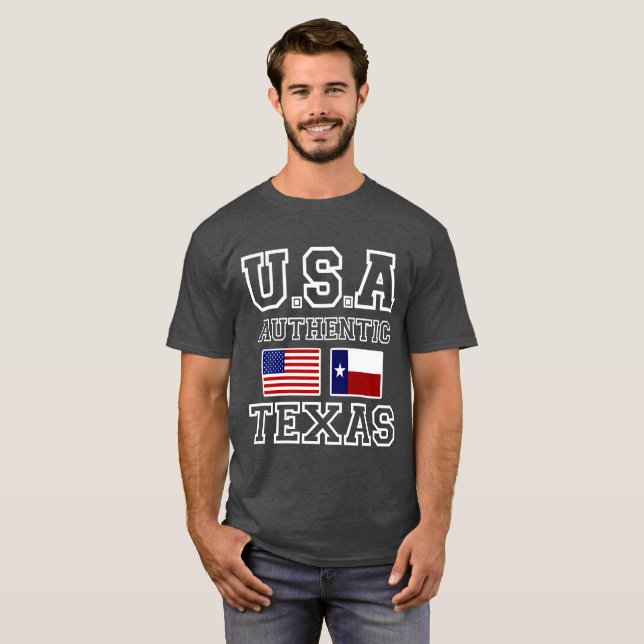 T-shirt Patriotique authentique Texas et American Flag Cus (Devant entier)