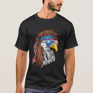 T-shirt Patriotique Bald Eagle Mullet USA American Flag 4e