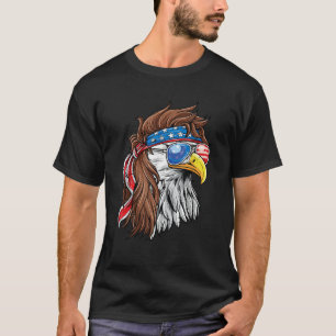 T-shirt Patriotique Bald Eagle Mullet USA American Flag 4e