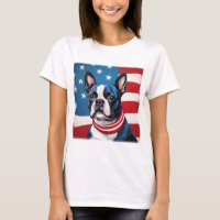 Patriotique Boston Terrier avec drapeau américain