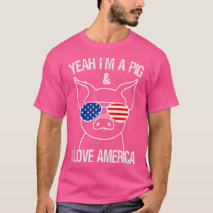 T-shirt Patriotique Cochon Américain Lunettes de soleil Us
