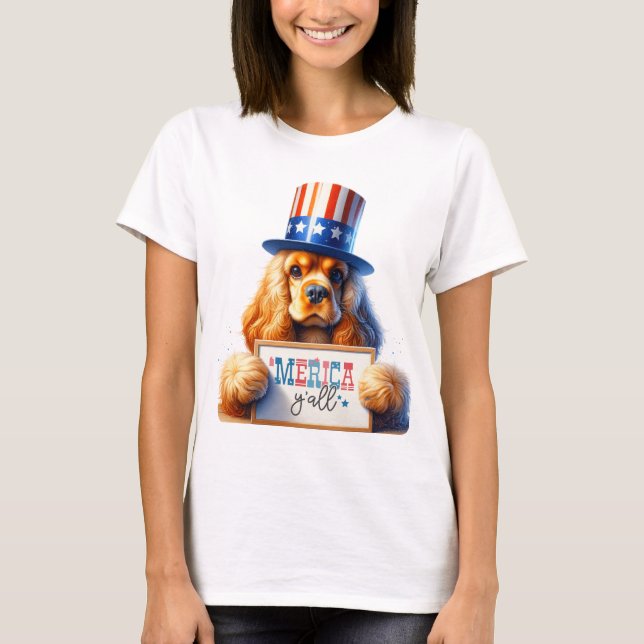 T-shirt Patriotique Cocker Spaniel "Merica Y'all (Devant)