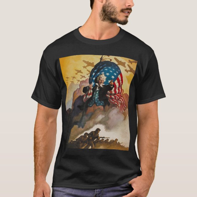T-shirt patriotique d'affiche de 2ÈME GUERRE (Devant)