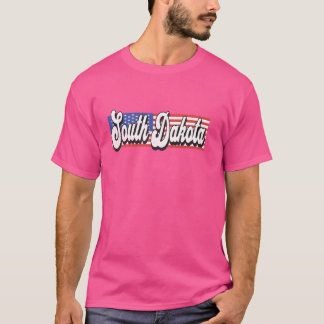 T-shirt Patriotique Dakota du Sud États-Unis Drapeau Strip