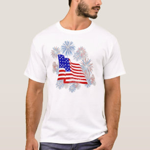 T-shirt patriotique de drapeau de feux d'artifice